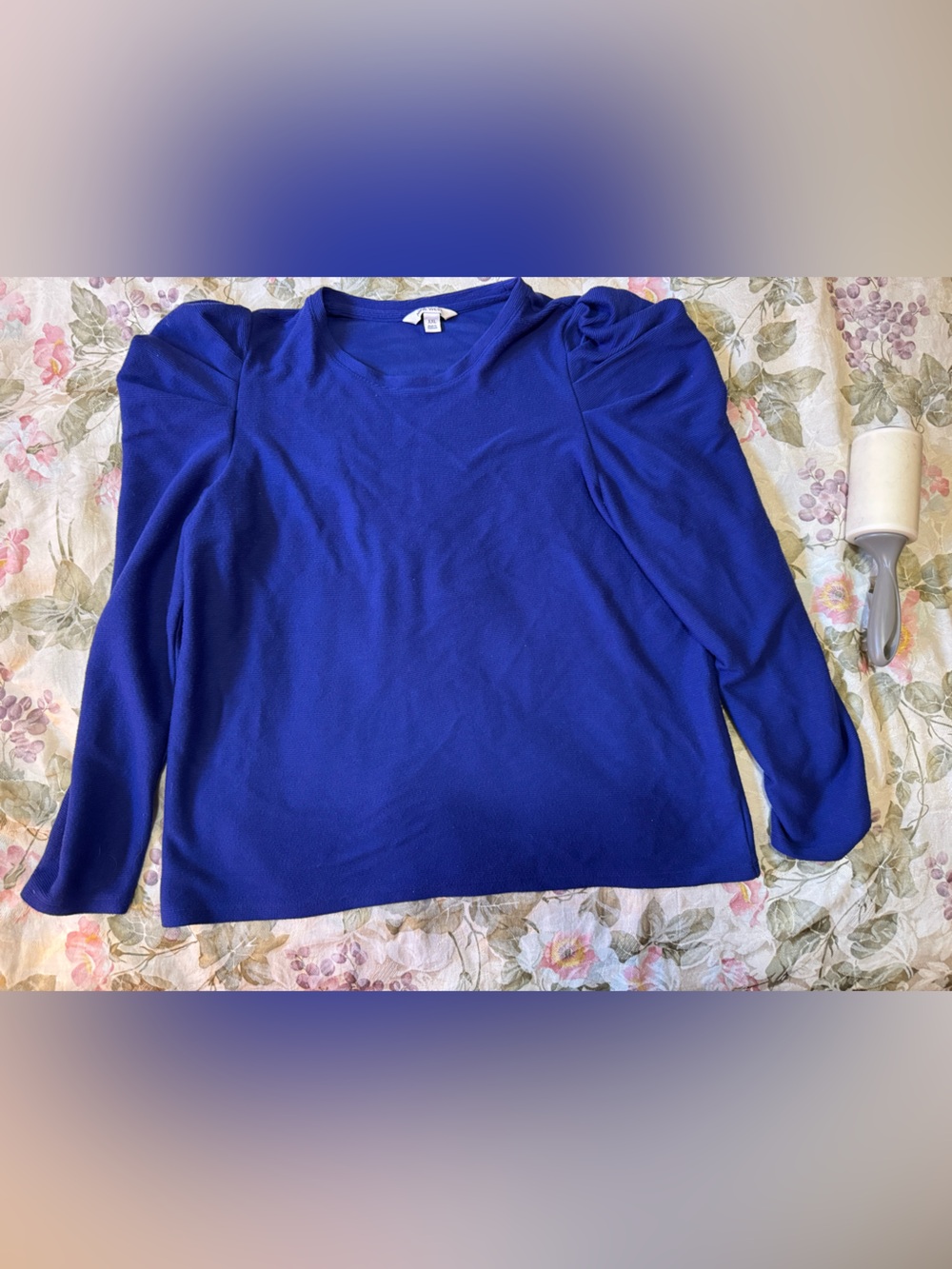 Nine West Long Sleeve Crewneck Top in Cobalt Blue